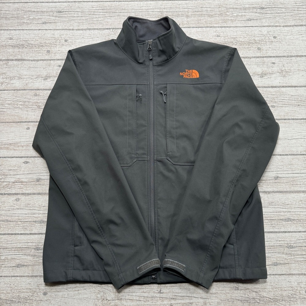 The North Face Jacket Men's Medium Gray Full Zip Softshell Hiking Windbreaker